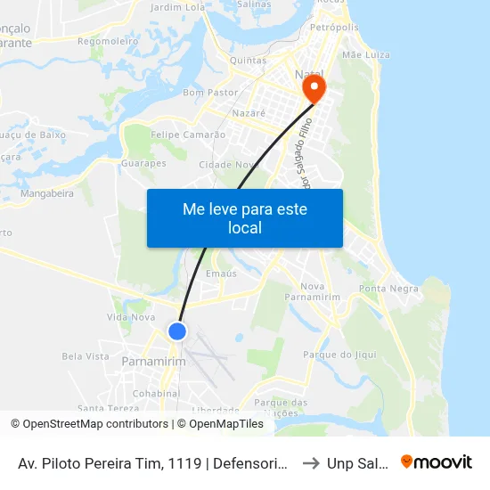 Av. Piloto Pereira Tim, 1119 | Defensoria Pública Do Rn - Núcleo Parnamirim to Unp Salgado Filho map