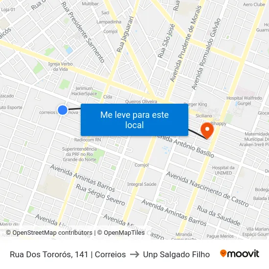 Rua Dos Tororós, 141 | Correios to Unp Salgado Filho map