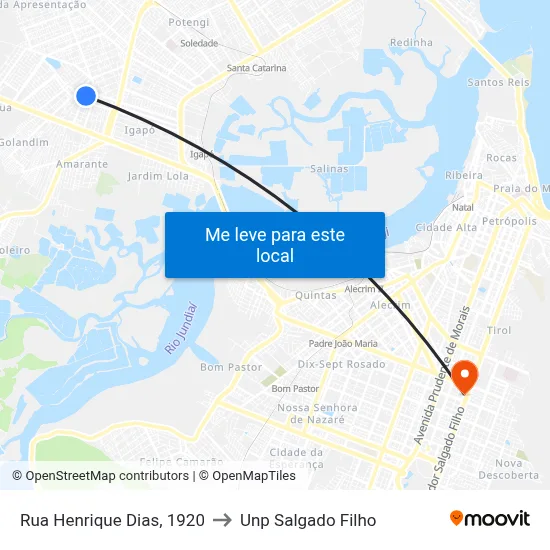 Rua Henrique Dias, 1920 to Unp Salgado Filho map
