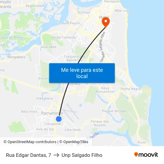 Rua Edgar Dantas, 7 to Unp Salgado Filho map