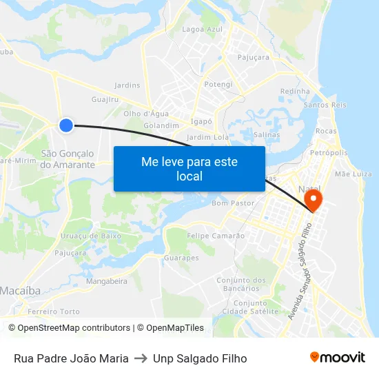 Rua Padre João Maria to Unp Salgado Filho map