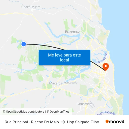 Rua Principal - Riacho Do Meio to Unp Salgado Filho map