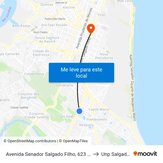 Avenida Senador Salgado Filho, 623 | Intermunicipal to Unp Salgado Filho map