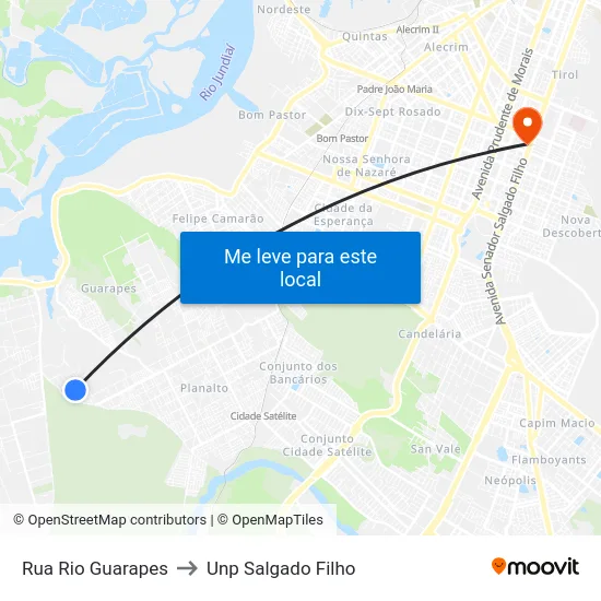 Rua Rio Guarapes to Unp Salgado Filho map