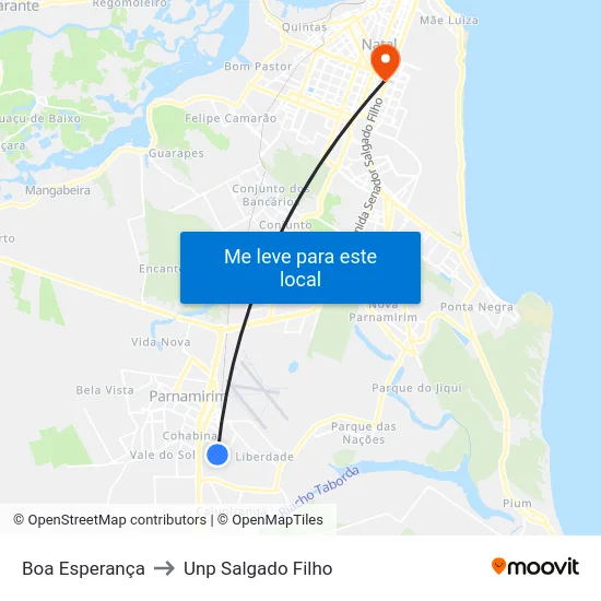 Boa Esperança to Unp Salgado Filho map