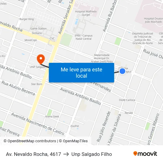 Av. Nevaldo Rocha, 4617 to Unp Salgado Filho map