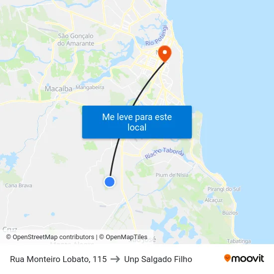 Rua Monteiro Lobato, 115 to Unp Salgado Filho map