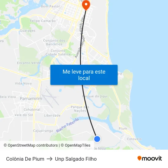 Colônia De Pium to Unp Salgado Filho map