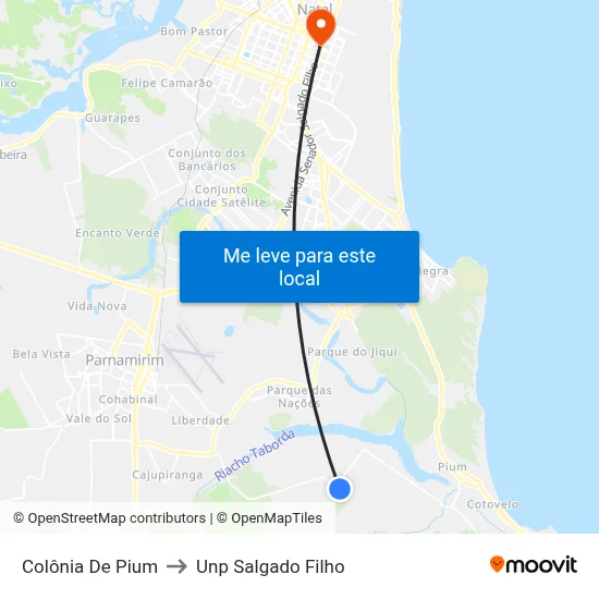Colônia De Pium to Unp Salgado Filho map