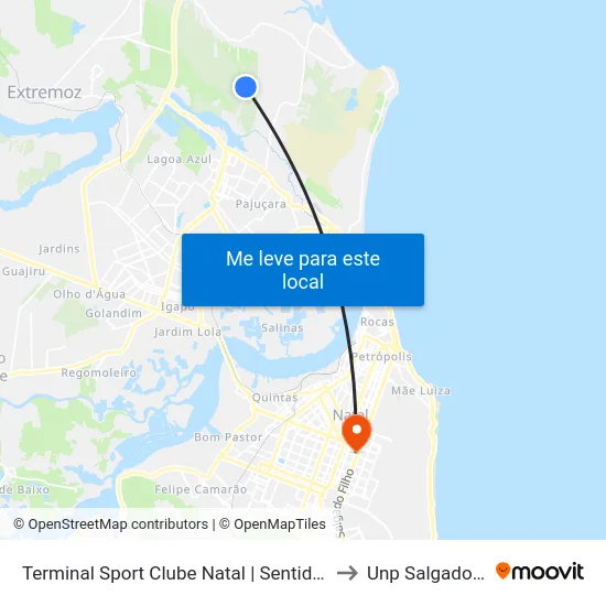 Terminal Sport Clube Natal | Sentido Extremoz to Unp Salgado Filho map