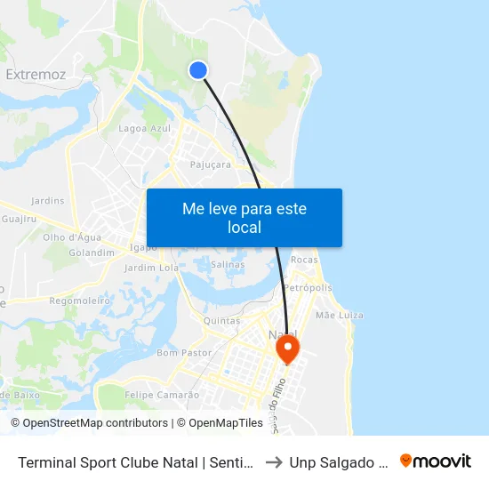 Terminal Sport Clube Natal | Sentido Natal to Unp Salgado Filho map