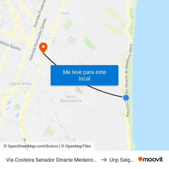 Via Costeira Senador Dinarte Medeiros Mariz, 4077 | Imirá Plaza to Unp Salgado Filho map