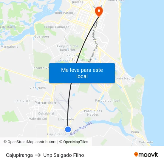 Cajupiranga to Unp Salgado Filho map