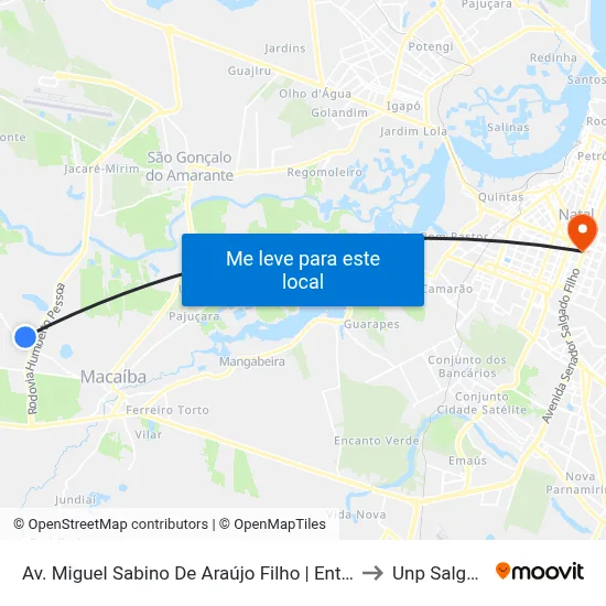 Av. Miguel Sabino De Araújo Filho | Entrada Do Jardim Arvoredo to Unp Salgado Filho map