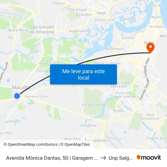 Avenida Mônica Dantas, 50 | Garagem Da Trampolim Em Macaíba to Unp Salgado Filho map