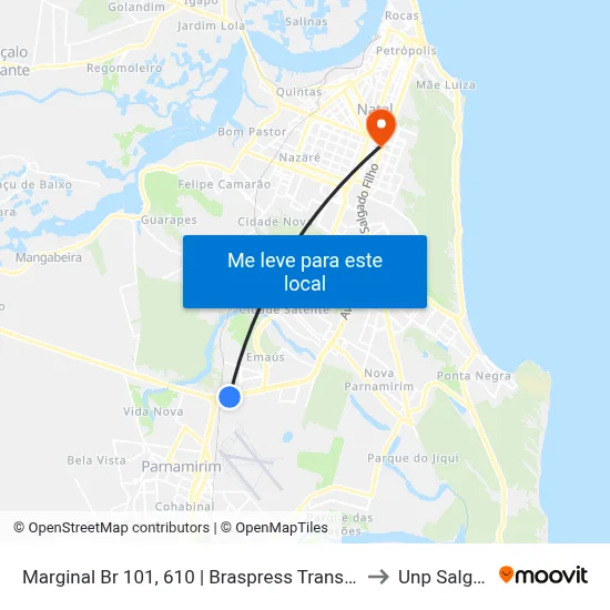 Marginal Br 101, 610 | Braspress Transportes / Acioly Distribuidora to Unp Salgado Filho map