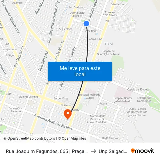Rua Joaquim Fagundes, 665 | Praça Augusto Leite to Unp Salgado Filho map