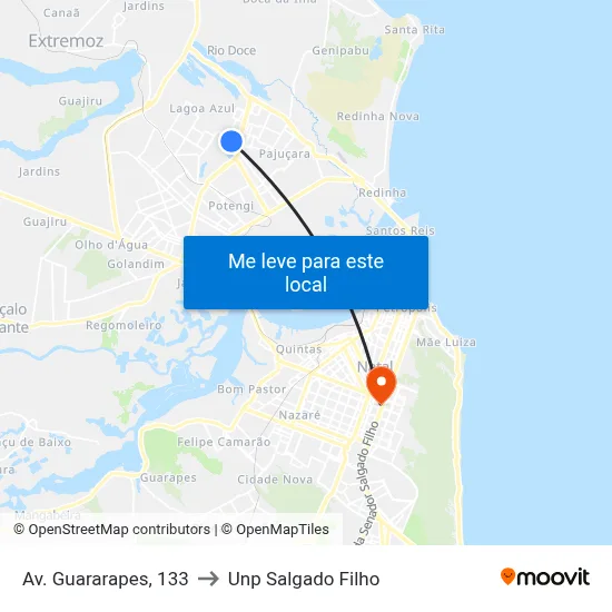 Av. Guararapes, 133 to Unp Salgado Filho map