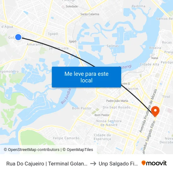 Rua Do Cajueiro | Terminal Golandim to Unp Salgado Filho map
