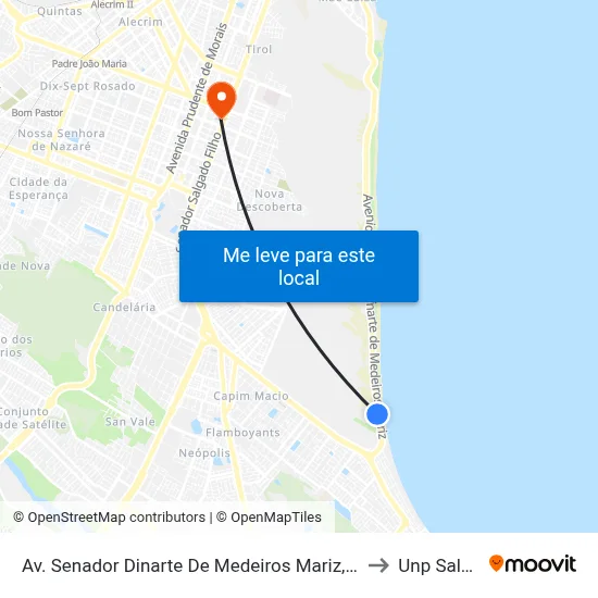 Av. Senador Dinarte De Medeiros Mariz, 7850 | Ocean Palace Beach Resort to Unp Salgado Filho map