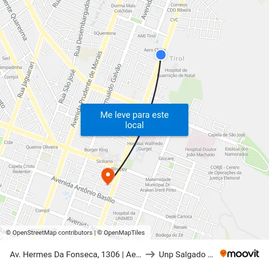 Av. Hermes Da Fonseca, 1306 | Aeroclube to Unp Salgado Filho map