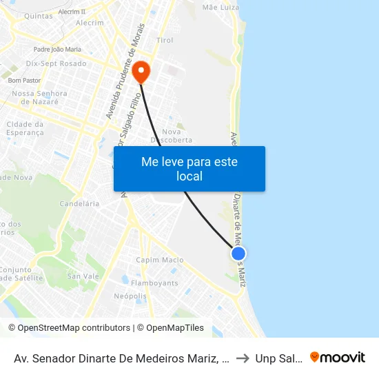 Av. Senador Dinarte De Medeiros Mariz, 6045 | Serhs Natal Grand Hotel & Resort to Unp Salgado Filho map