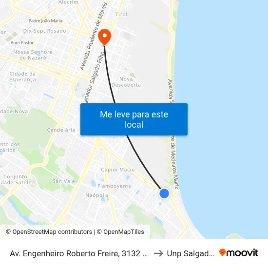Av. Engenheiro Roberto Freire, 3132 | Praia Shopping to Unp Salgado Filho map