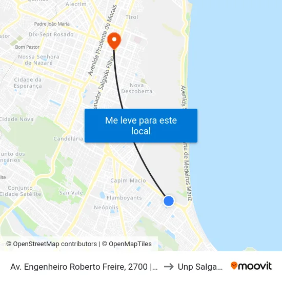 Av. Engenheiro Roberto Freire, 2700 | Faculdade Estácio to Unp Salgado Filho map