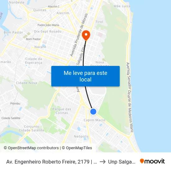Av. Engenheiro Roberto Freire, 2179 | Movida Seminovos to Unp Salgado Filho map
