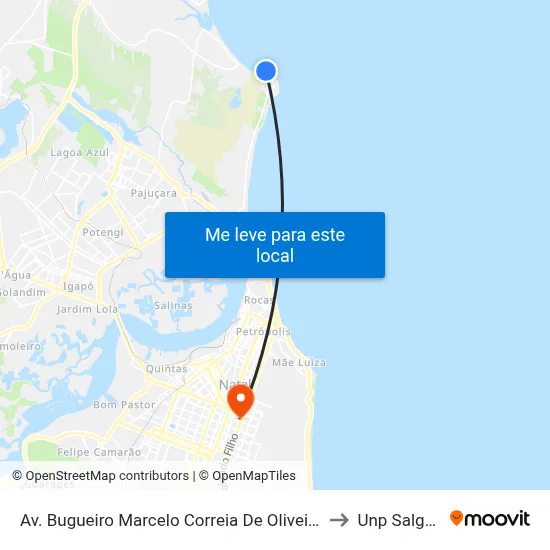 Av. Bugueiro Marcelo Correia De Oliveira, 51 | Terminal Santa Rita to Unp Salgado Filho map