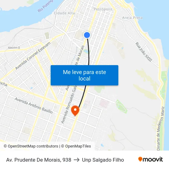 Av. Prudente De Morais, 938 to Unp Salgado Filho map
