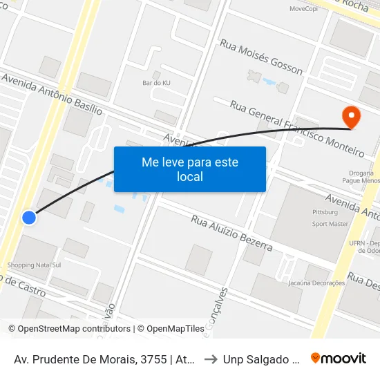 Av. Prudente De Morais, 3755 | Atacadão to Unp Salgado Filho map