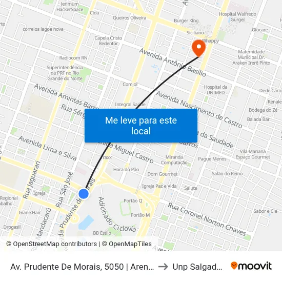 Av. Prudente De Morais, 5050 | Arena Das Dunas to Unp Salgado Filho map