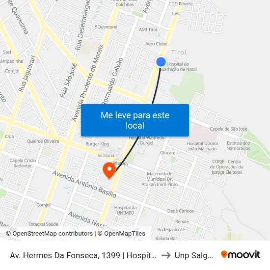Av. Hermes Da Fonseca, 1399 | Hospital De Guarnição De Natal to Unp Salgado Filho map