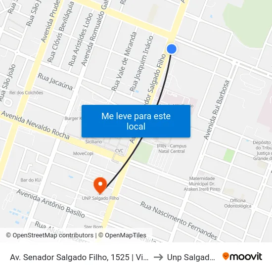 Av. Senador Salgado Filho, 1525 | Villa Park Hotel to Unp Salgado Filho map