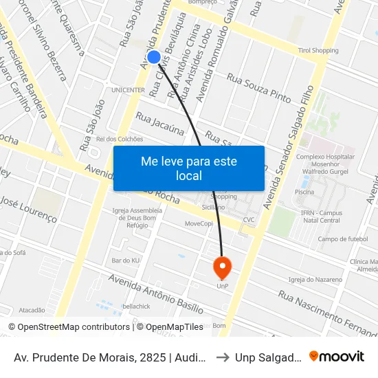 Av. Prudente De Morais, 2825 | Audiocar Equipadora to Unp Salgado Filho map