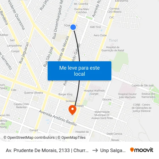 Av. Prudente De Morais, 2133 | Churrascaria Do Arnaldo to Unp Salgado Filho map