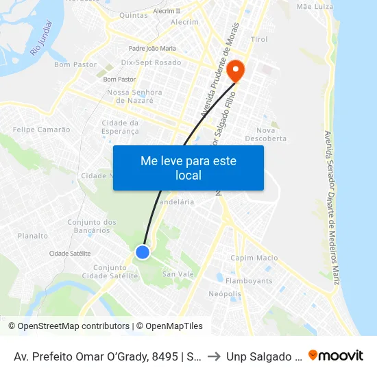 Av. Prefeito Omar O’Grady, 8495 | Sest/Senat to Unp Salgado Filho map