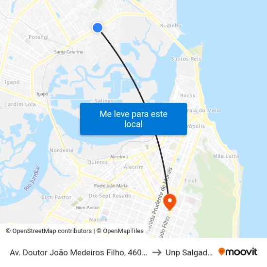 Av. Doutor João Medeiros Filho, 4601 | Raru's Motel to Unp Salgado Filho map