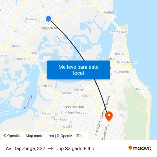 Av. Itapetinga, 337 to Unp Salgado Filho map