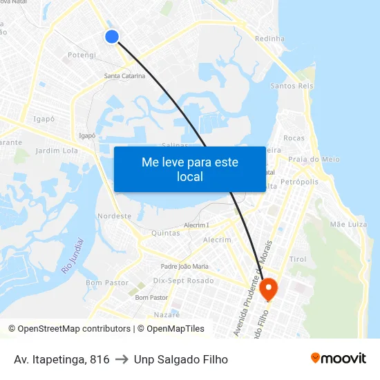 Av. Itapetinga, 816 to Unp Salgado Filho map