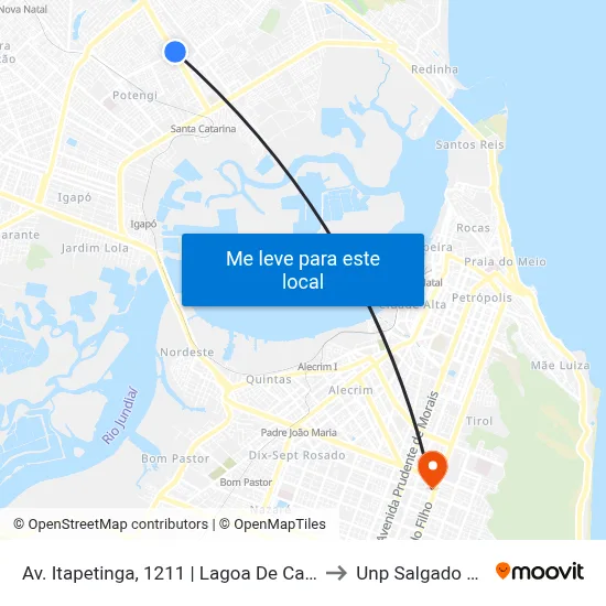 Av. Itapetinga, 1211 | Lagoa De Captação to Unp Salgado Filho map