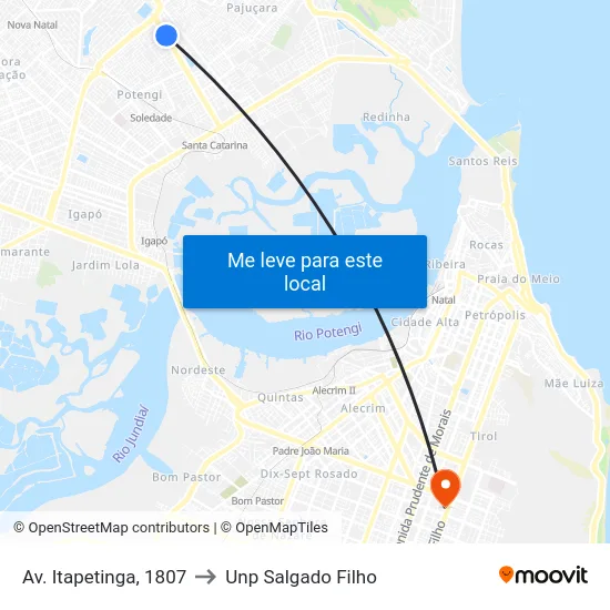 Av. Itapetinga, 1807 to Unp Salgado Filho map