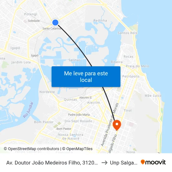 Av. Doutor João Medeiros Filho, 3120 | Uern - Campus Natal to Unp Salgado Filho map