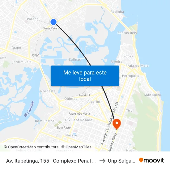 Av. Itapetinga, 155 | Complexo Penal Doutor João Chaves to Unp Salgado Filho map
