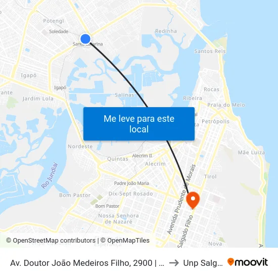 Av. Doutor João Medeiros Filho, 2900 | Parada Certa Espetos E Caldos to Unp Salgado Filho map