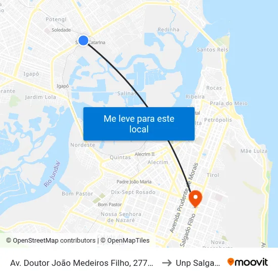 Av. Doutor João Medeiros Filho, 2770 | Conjunto Potengi to Unp Salgado Filho map