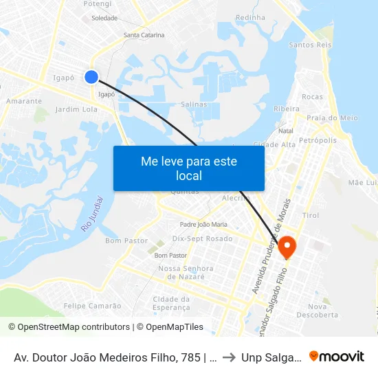 Av. Doutor João Medeiros Filho, 785 | Atacadão Zona Norte to Unp Salgado Filho map