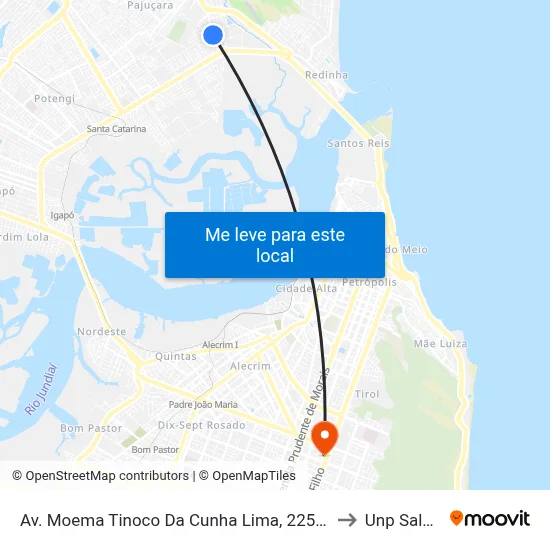 Av. Moema Tinoco Da Cunha Lima, 225 | Supermercado Quatro Estações to Unp Salgado Filho map