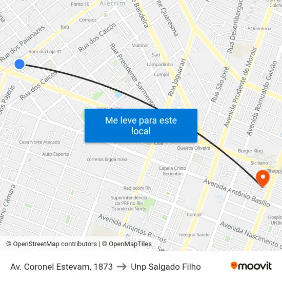 Av. Coronel Estevam, 1873 to Unp Salgado Filho map